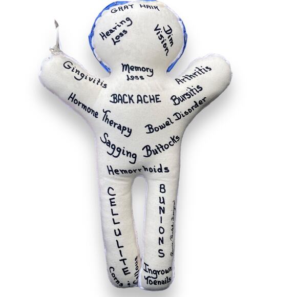 Humorous Vintage Woman Acupuncture Feminine Aging Blue Haired Cloth Voodoo Doll - Picture 2 of 14